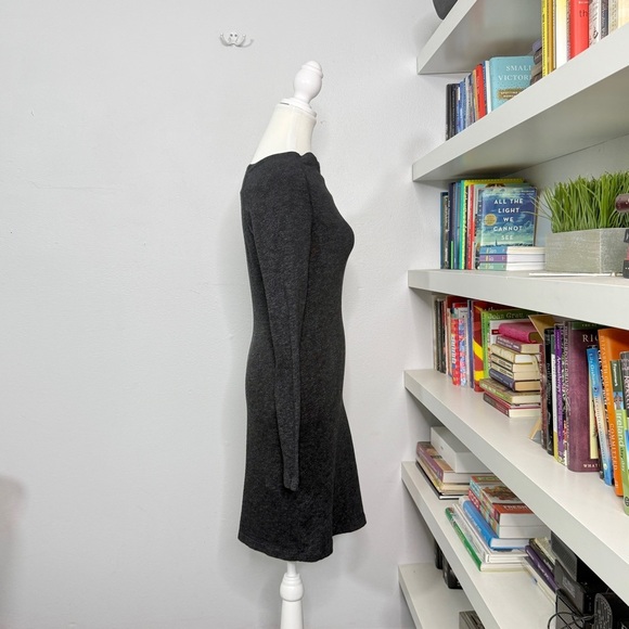 James Perse Charcoal Gray Cotton Knit Wide Neck Sheath Dress Small - Picture 6 of 12